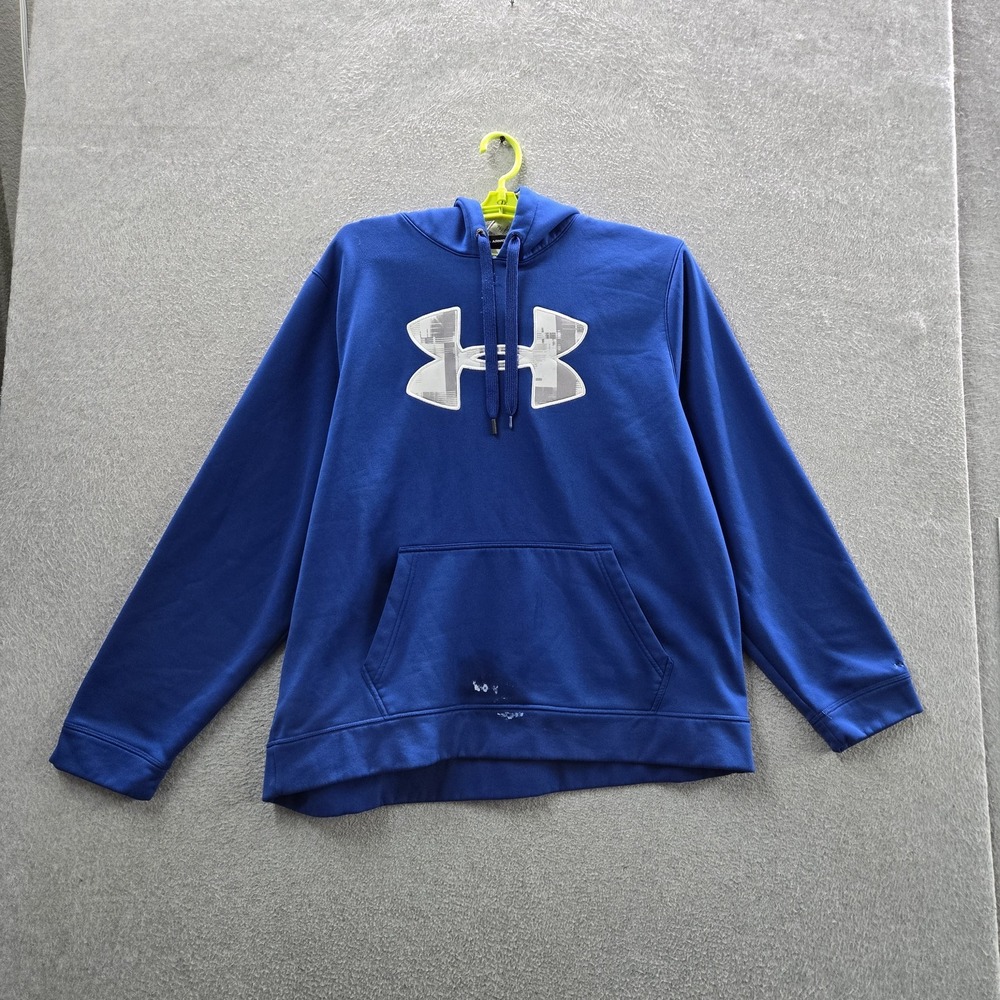 Under Armour Men Hoodie XL/TG Blue Embroidered Fleece Logo Activewear Loose READ